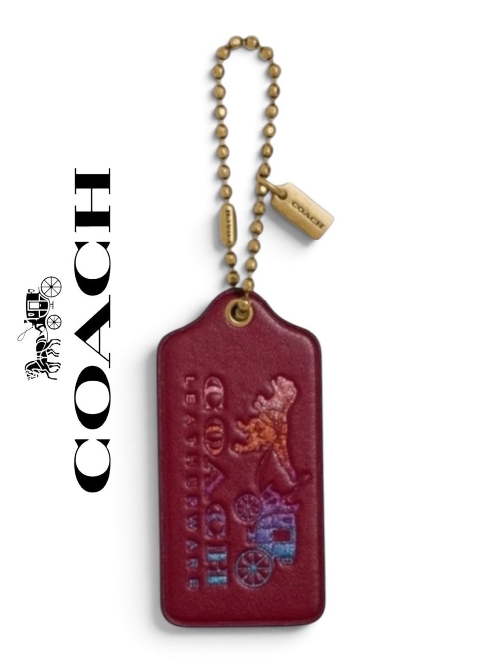 Authentic COACH Rexy & Carriage Glitter Rainbow Leather Hangtag – Style 89030